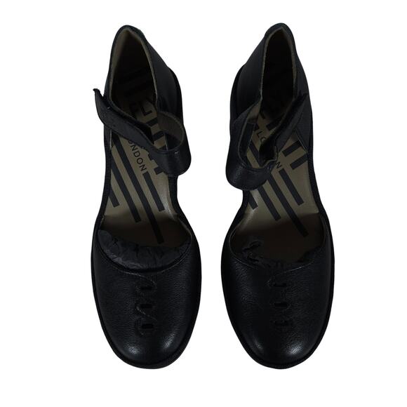 Fly London Womens Shoes 37 Black Leather Platform Ankle Strap Chunky Sole Indie - Picture 5 of 10